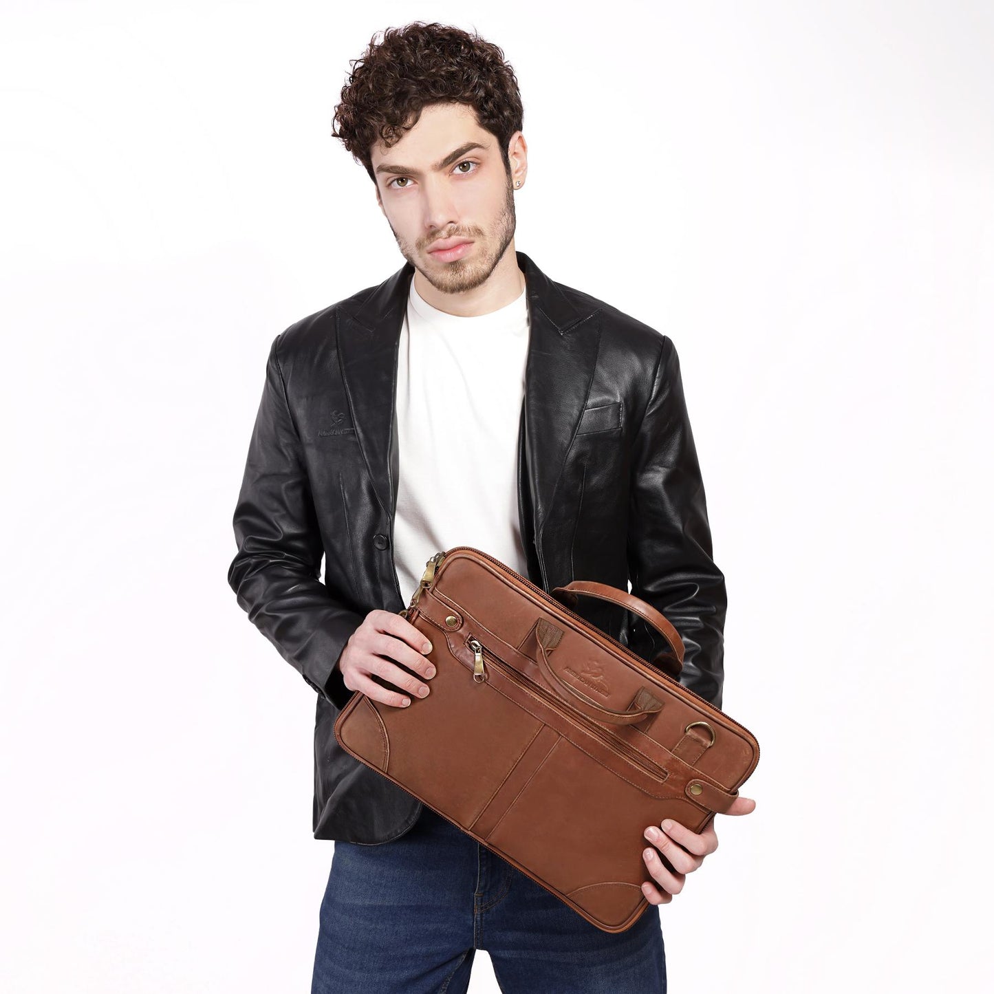 Classic Tan Leather Laptop Satchel