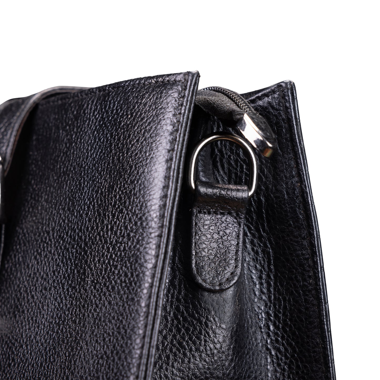 Dual-Texture Leather Tote Bag - Croc & Pebble Finish
