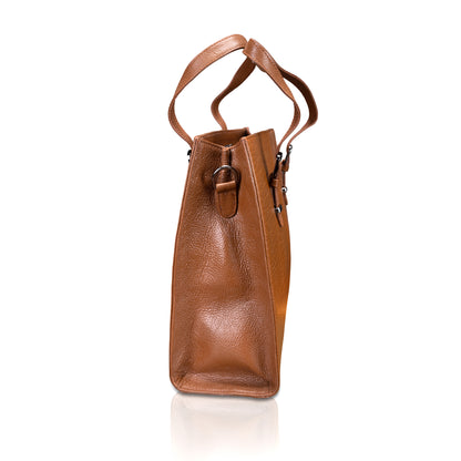 Dual-Texture Leather Tote Bag - Croc & Pebble Finish