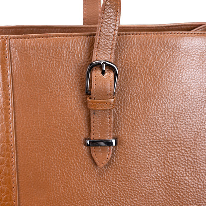 Dual-Texture Leather Tote Bag - Croc & Pebble Finish