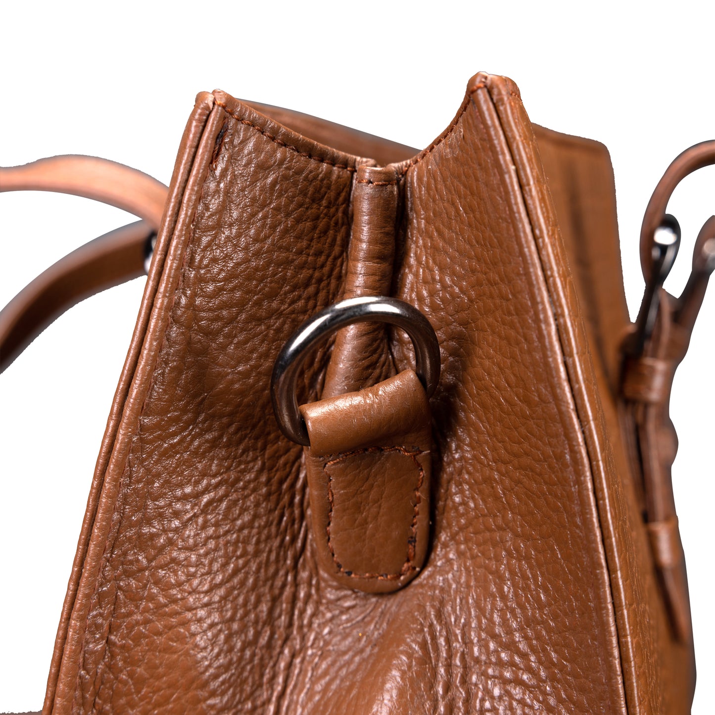 Dual-Texture Leather Tote Bag - Croc & Pebble Finish